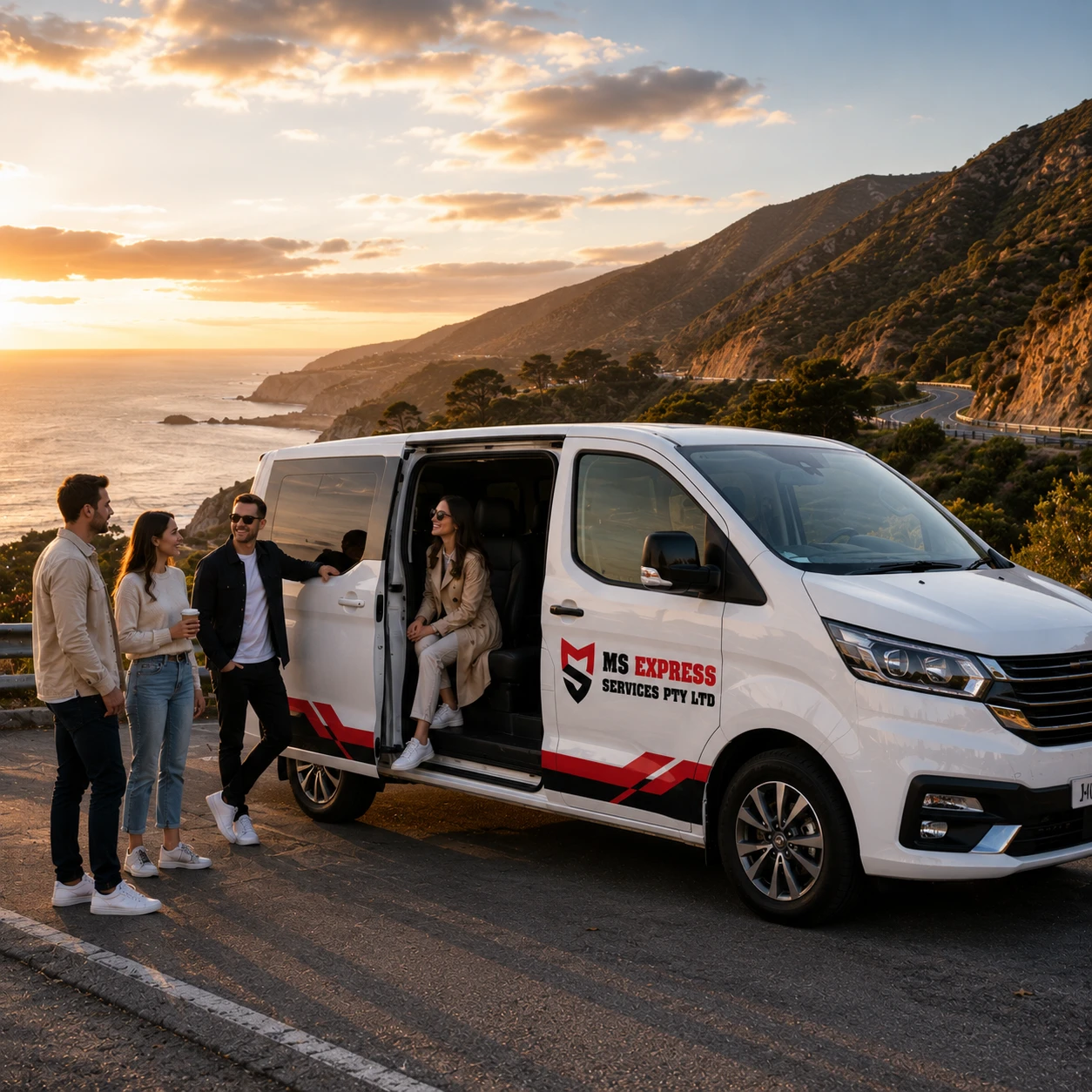 Private day tour vehicle on a coastal road